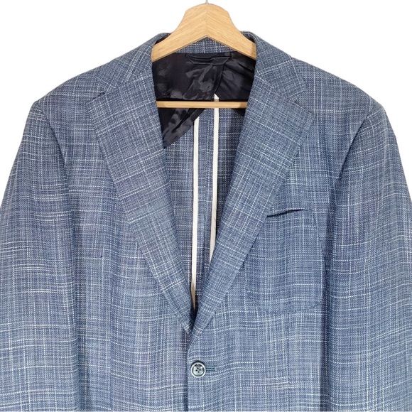 Boggi Milano Men's Handmade Wool Silk Unstructured Blazer Jacket Blue Size 50 - Picture 4 of 12